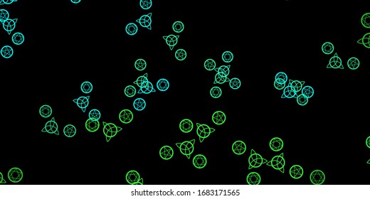 Dark Green vector template with esoteric signs. Illustration with magical signs of spiritual power. Simple base for your occult design.