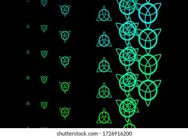 Dark Green vector template with esoteric signs. Abstract illustration with gothic gradient shapes. Simple base for your occult design.