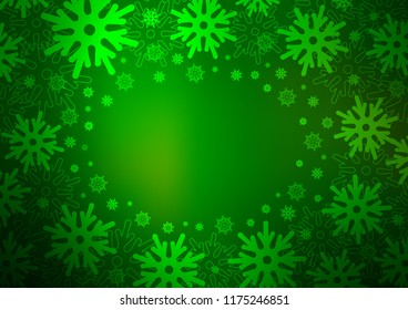 Dark Green vector template with ice snowflakes. Shining colored illustration with snow in christmas style. New year design for your business advert.