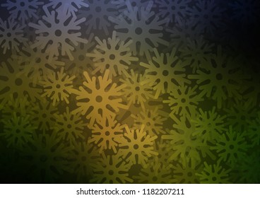 Dark Green vector template with ice snowflakes. Snow on blurred abstract background with gradient. New year design for your business advert.