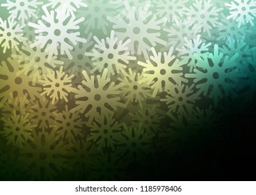 Dark Green vector template with ice snowflakes. Decorative shining illustration with snow on abstract template. The pattern can be used for year new  websites.