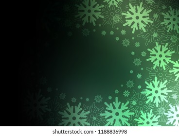 Dark Green vector template with ice snowflakes. Shining colored illustration with snow in christmas style. New year design for your ad, poster, banner.