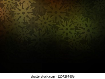 Dark Green vector template with ice snowflakes. Shining colored illustration with snow in christmas style. The pattern can be used for new year ad, booklets.