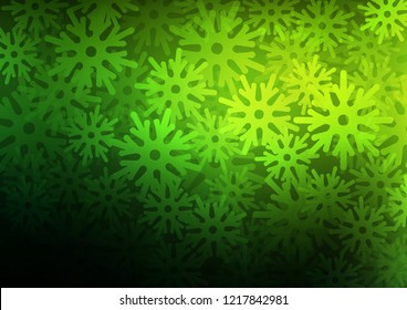 Dark Green vector template with ice snowflakes. Decorative shining illustration with snow on abstract template. New year design for your business advert.