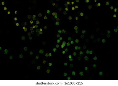Dark Green vector template with ice snowflakes. Modern geometrical abstract illustration with crystals of ice. The template can be used as a new year background.