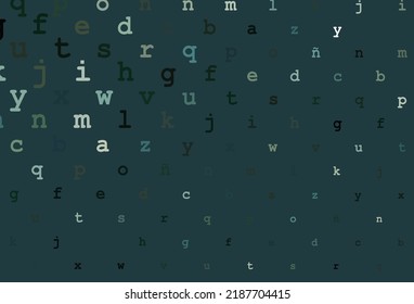 Dark green vector template with isolated letters. Colored alphabet signs with gradient on white background. The pattern can be used as ads, poster, banner for books.