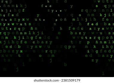 Dark green vector template with isolated letters. Blurred design in simple style with signs of alphabet. The pattern can be used as ads, poster, banner for books.