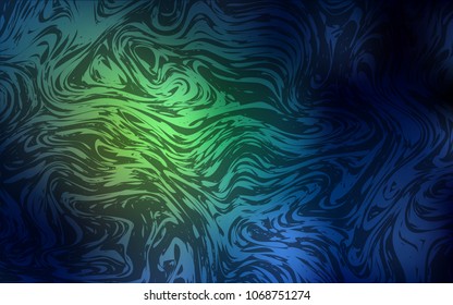 Dark Green vector template with lava shapes. Modern gradient abstract illustration with bandy lines. The template for cell phone backgrounds.