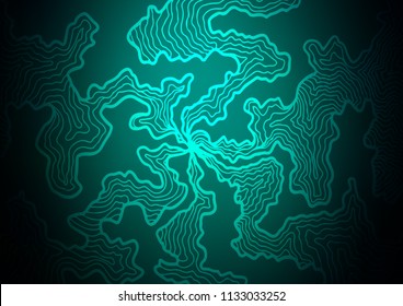 Dark Green vector template with lava shapes. Shining illustration, which consist of blurred lines, circles. A completely new template for your business design.