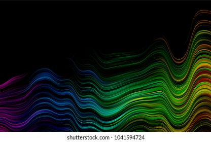 Dark Green vector template with lines, ovals. Glitter abstract illustration with wry lines. Marble style for your business design.