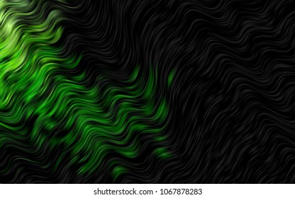 Dark Green vector template with lines, ovals. Modern gradient abstract illustration with bandy lines. The template for cell phone backgrounds.