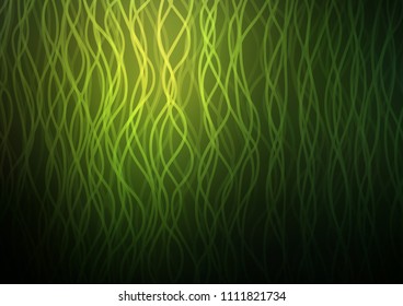 Dark Green vector template with lines, ovals. Blurred geometric sample with gradient bubbles.  Textured wave pattern for backgrounds.