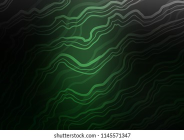 Dark Green vector template with lines, ovals. Modern gradient abstract illustration with bandy lines. The template for cell phone backgrounds.