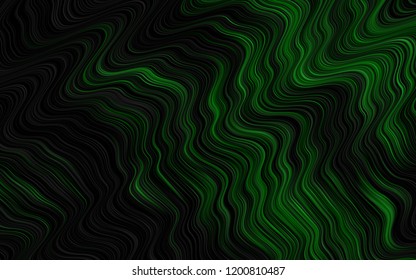 Dark Green vector template with lines, ovals. Shining crooked illustration in marble style. Textured wave pattern for backgrounds.