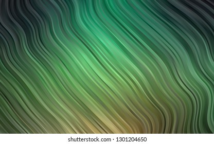 Dark Green vector template with lines, ovals. Modern gradient abstract illustration with bandy lines. The template for cell phone backgrounds.