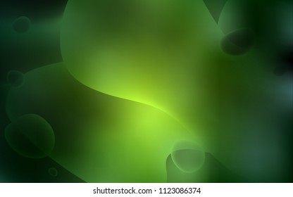 Dark Green vector template with liquid shapes. Shining illustration, which consist of blurred lines, circles. A completely new template for your business design.