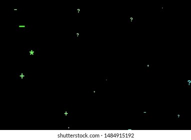 Dark Green vector template with math simbols. Blurred design in simple style with collection of numerals. Pattern for ad, booklets, leaflets of education.