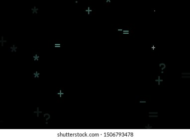 Dark Green vector template with math simbols. Illustration with Numeral symbols on abstract template. Template for landing page of typography.