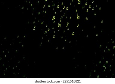 Dark Green vector template with musical symbols. Isolated colorful music keys on abstract background. Template for fasion magazines.