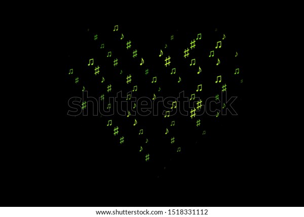 Dark Green Vector Template Musical Symbols Stock Vector