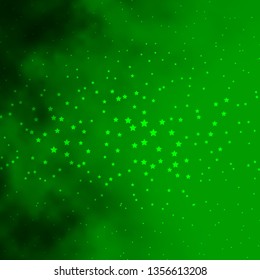 Dark Green vector template with neon stars. Blur decorative design in simple style with stars. Pattern for websites, landing pages.