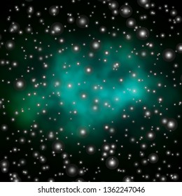 Dark Green vector template with neon stars. Shining colorful illustration with small and big stars. Theme for cell phones.