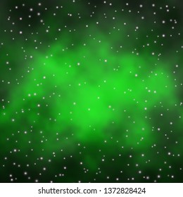 Dark Green vector template with neon stars. Decorative illustration with stars on abstract template. Pattern for new year ad, booklets.