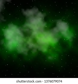 Dark Green vector template with neon stars. Decorative illustration with stars on abstract template. Theme for cell phones.