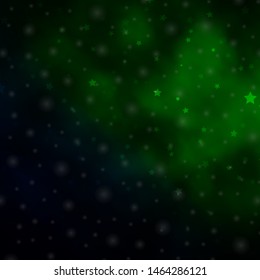 Dark Green vector template with neon stars. Blur decorative design in simple style with stars. Design for your business promotion.
