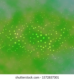 Dark Green vector template with neon stars. Colorful illustration in abstract style with gradient stars. Pattern for wrapping gifts.