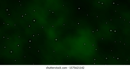 Dark Green vector template with neon stars. Blur decorative design in simple style with stars. Pattern for wrapping gifts.