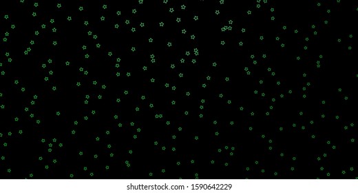 Dark Green vector template with neon stars. Colorful illustration with abstract gradient stars. Pattern for wrapping gifts.