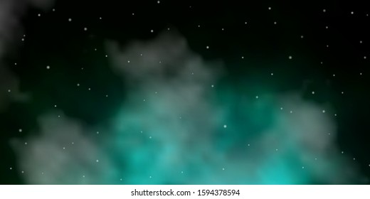 Dark Green vector template with neon stars. Decorative illustration with stars on abstract template. Best design for your ad, poster, banner.