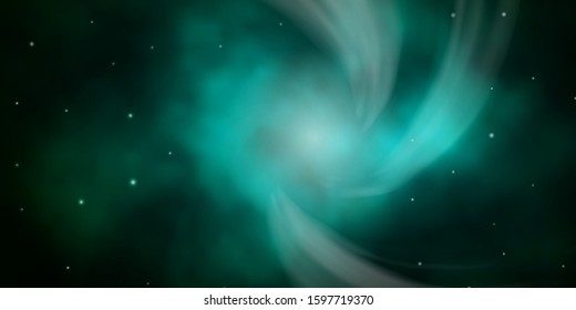 Dark Green vector template with neon stars. Shining colorful illustration with small and big stars. Design for your business promotion.