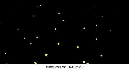 Dark Green vector template with neon stars. Decorative illustration with stars on abstract template. Pattern for websites, landing pages.