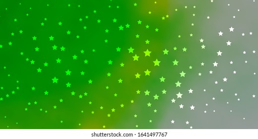Dark Green vector template with neon stars. Colorful illustration with abstract gradient stars. Pattern for new year ad, booklets.