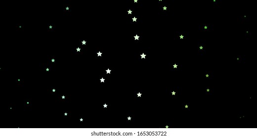 Dark Green vector template with neon stars. Colorful illustration in abstract style with gradient stars. Best design for your ad, poster, banner.