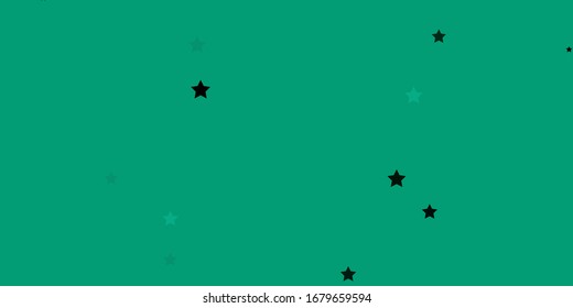 Dark Green vector template with neon stars. Blur decorative design in simple style with stars. Pattern for wrapping gifts.