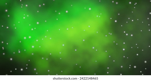 Dunkelgrüne Vektorvorlage mit Neonstern. Farbige Illustration im abstrakten Stil mit Farbverlauf-Sternen. Muster für Webseiten, Landing-Seiten.