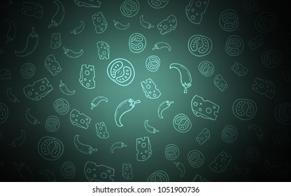 Dark Green vector template with organic meal. Beautiful colored illustration with food in doodle style. Pattern for ad, booklets, leaflets of restaurants.
