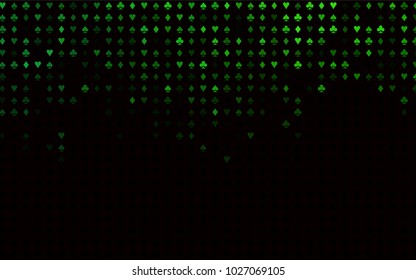 Dark Green vector template with poker symbols. Colored illustration with hearts, spades, clubs, diamonds. Pattern for leaflets of poker games, events.