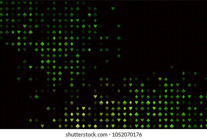 Dark Green vector template with poker symbols. Colored illustration with hearts, spades, clubs, diamonds. Pattern for ads of parties, events in Vegas.