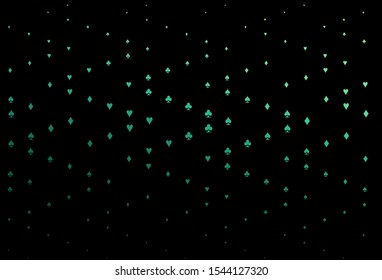 Dark Green vector template with poker symbols. Colorful gradient with signs of hearts, spades, clubs, diamonds. Smart design for your business advert of casinos.