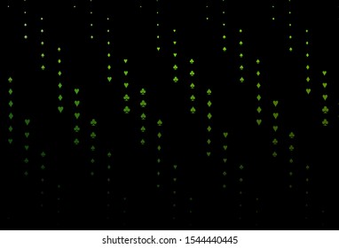 Dark Green vector template with poker symbols. Illustration with set of hearts, spades, clubs, diamonds. Smart design for your business advert of casinos.