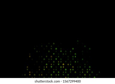 Dark Green vector template with poker symbols. Blurred decorative design of hearts, spades, clubs, diamonds. Pattern for booklets, leaflets of gambling houses.