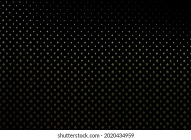 Plantilla de vector verde oscuro con símbolos de póquer. Ilustración brillante con corazones, espadas, palos, diamantes. Patrón para anuncios de fiestas, eventos en Las Vegas.
