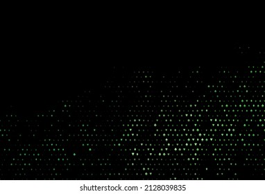 Dark green vector template with poker symbols. Blurred decorative design of hearts, spades, clubs, diamonds. Pattern for leaflets of poker games, events.