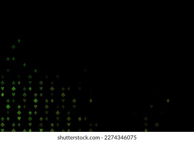 Dark Green vector template with poker symbols. Shining illustration with hearts, spades, clubs, diamonds. Smart design for your business advert of casinos.