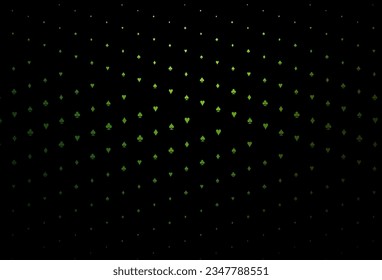 Dark Green vector template with poker symbols. Colored illustration with hearts, spades, clubs, diamonds. Pattern for leaflets of poker games, events.