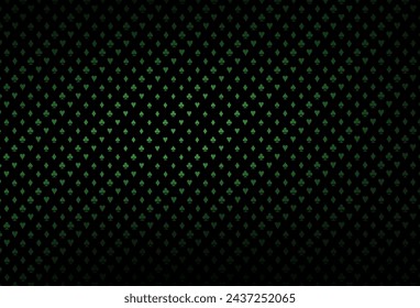 Dark green vector template with poker symbols. Glitter abstract sketch with isolated symbols of playing cards. Pattern for ads of parties, events in Vegas.